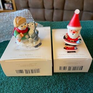 Hallmark Keepsake Ornaments Snowman & Husky, Santa Cookies & Cocoa Ornaments